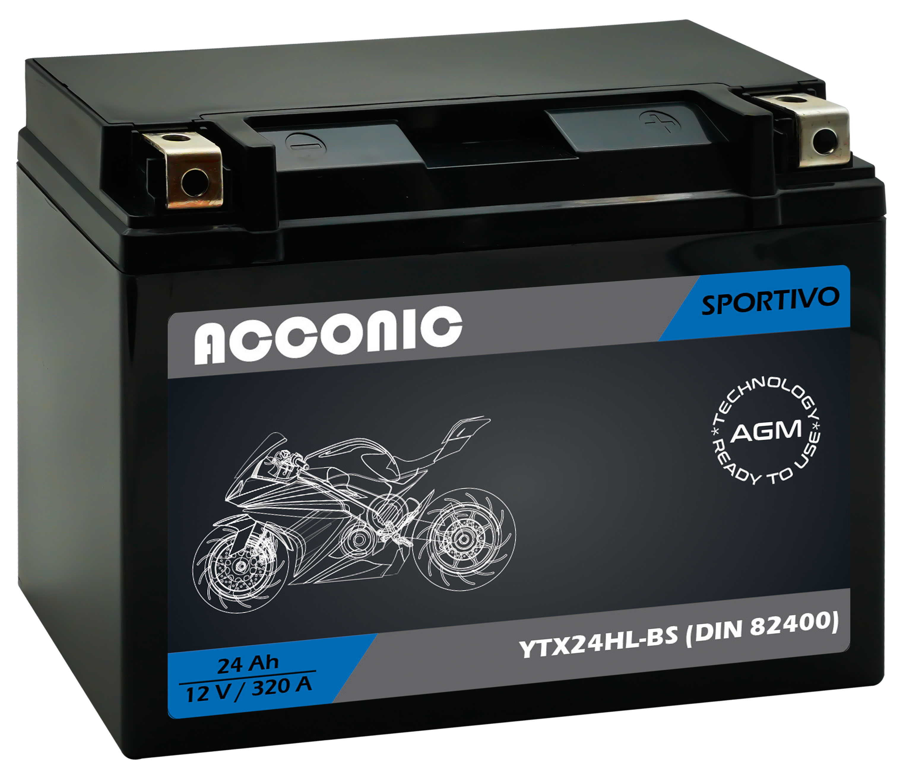 ACCONIC Sportivo AGM YTX24HL-BS Motorradbatterie 24 Ah 12V (DIN 82400)